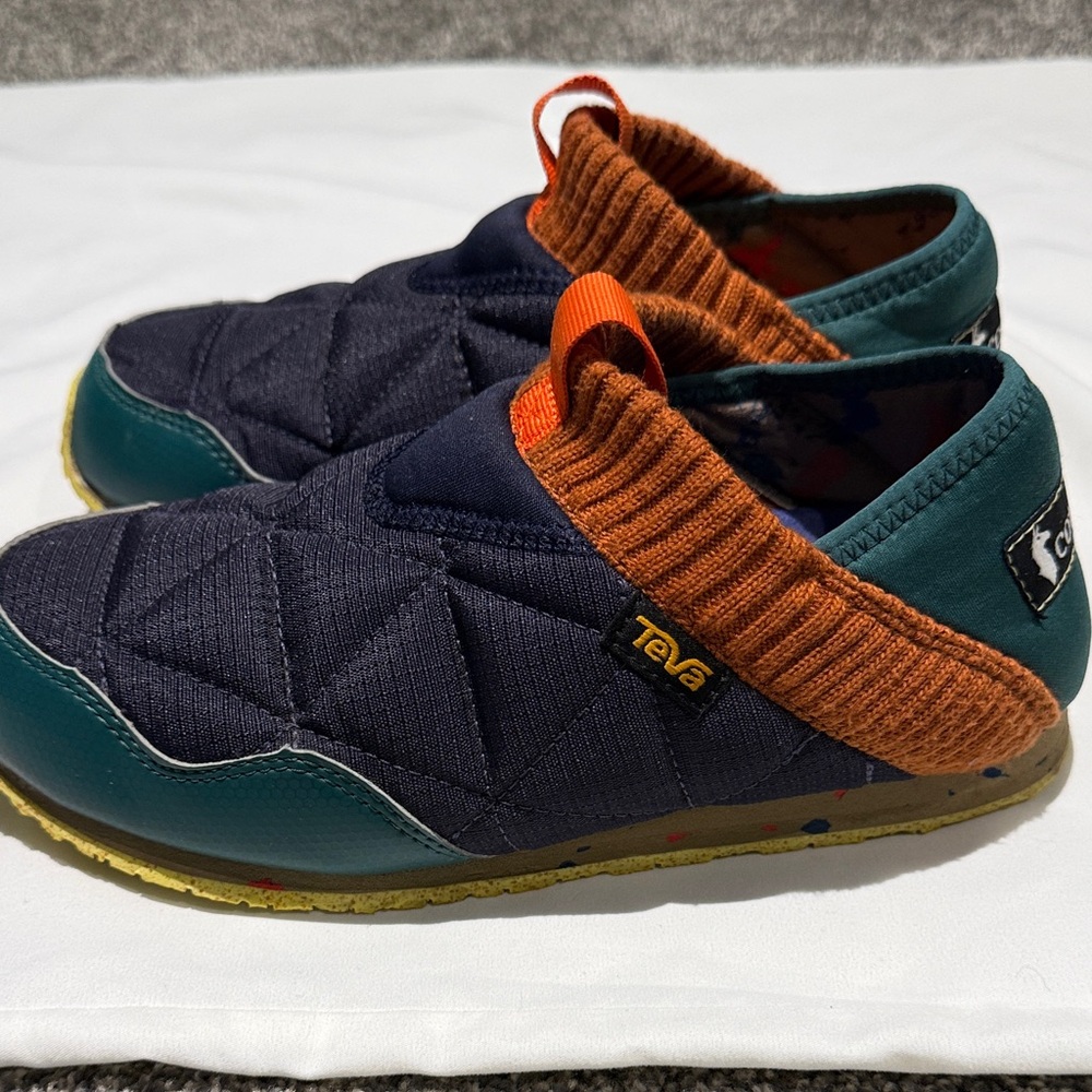 Teva Quilted Slip-On Loafers in Navy, Teal & Rust